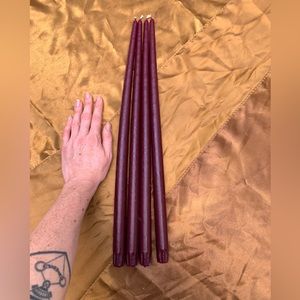Set of 4 18” dark purple Anthropologie taper candles